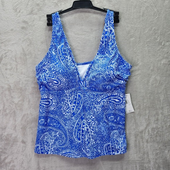 Raisins Curve Tankini Plus Size 16W Tanzania Top Paisley Print Adjustable Straps - Picture 1 of 7